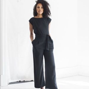 OZMA Silk Matador Romper in Onyx in XS